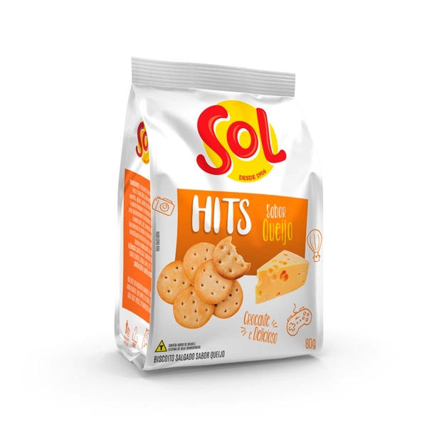 Biscoito Queijo Sol Hits Pacote 80g