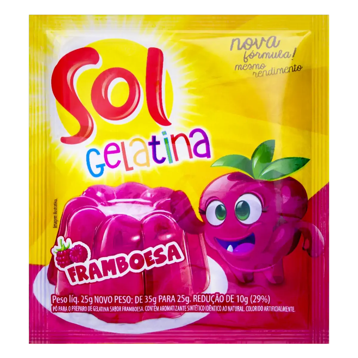Gelatina Pó Framboesa Sol Pacote 25g