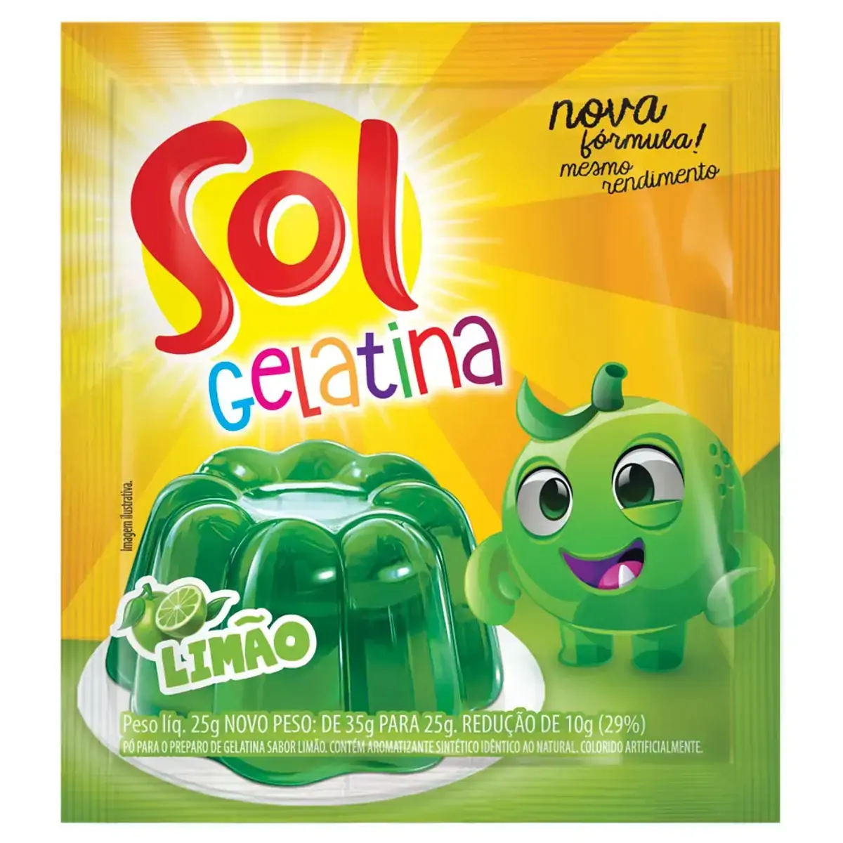 Gelatina Pó Limão Sol Pacote 25g