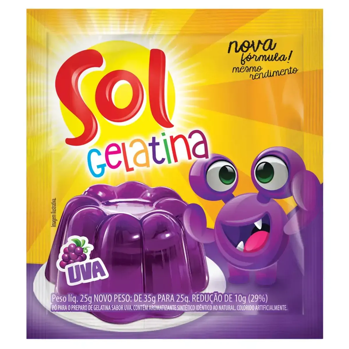 Gelatina Pó Uva Sol Pacote 25g