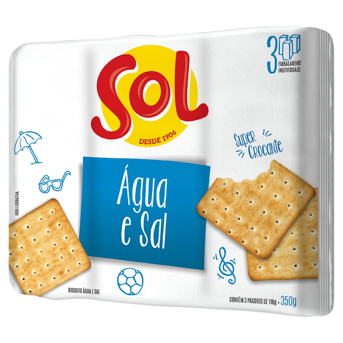 Biscoito água E Sal Sol Pacote 350g