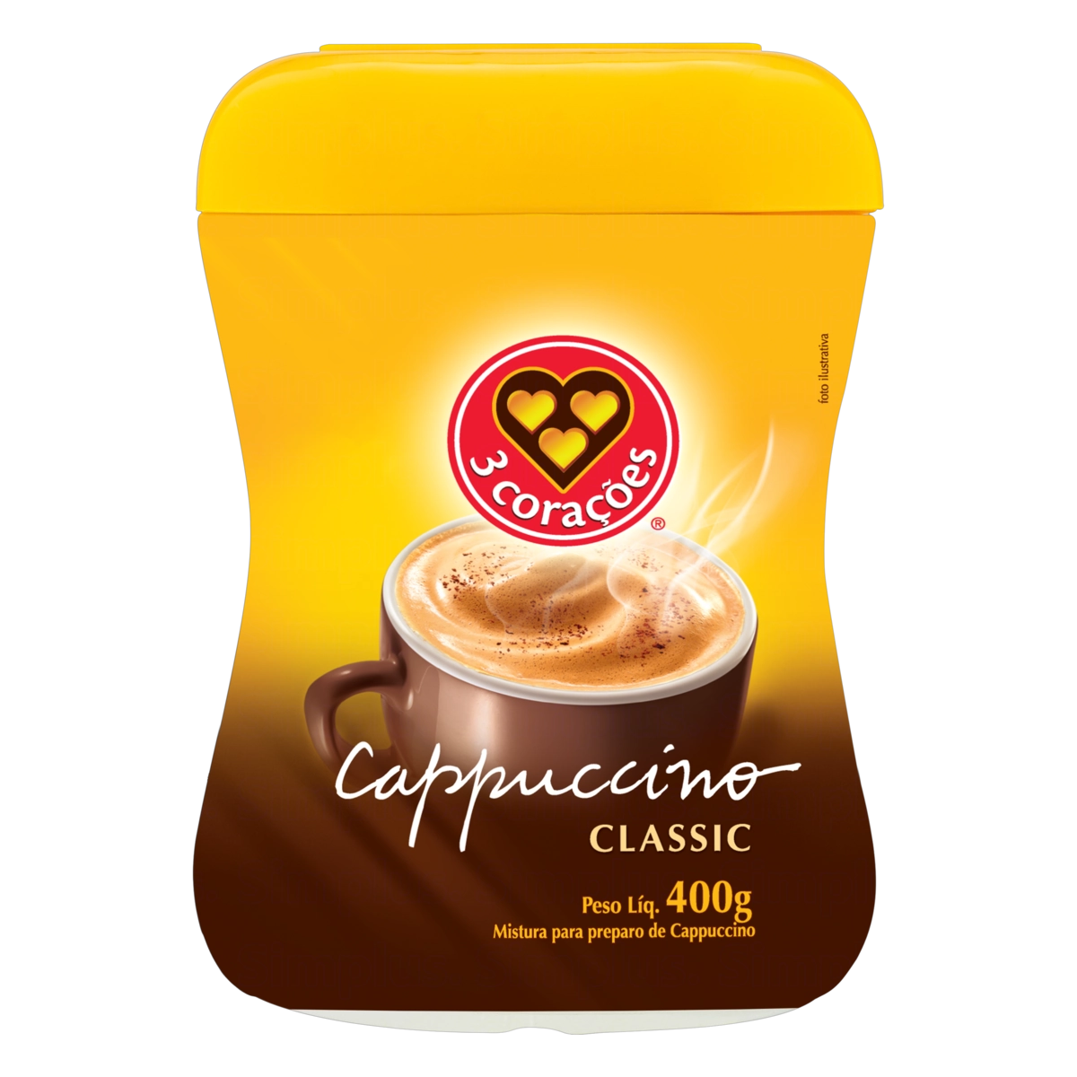 Cappuccino Solúvel Classic 3 Corações Pote 400g