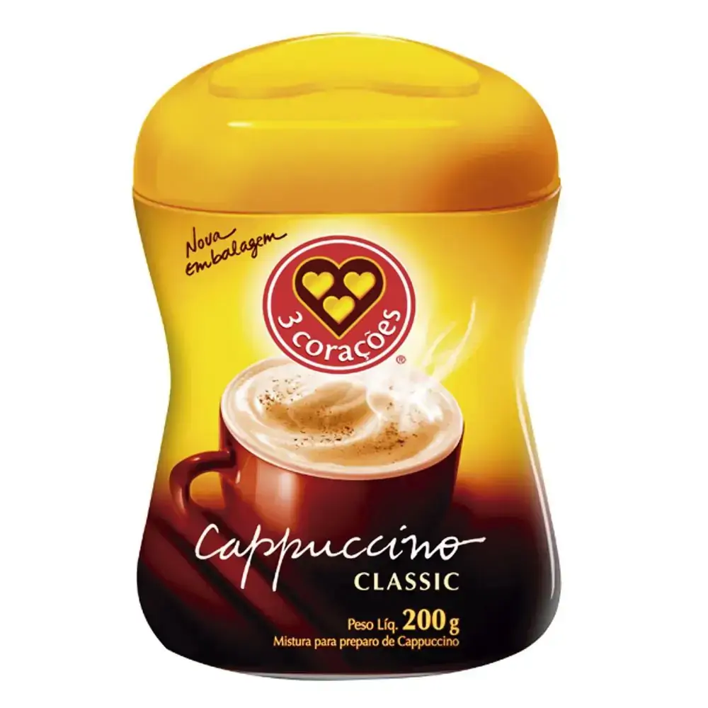 Cappuccino Solúvel Classic 3 Corações Pote 200g