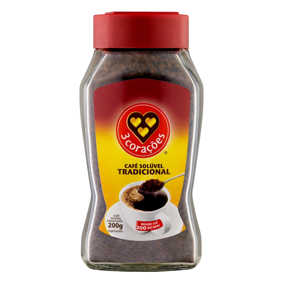 Café Solúvel Granulado Tradicional 3 Corações Vidro 200g