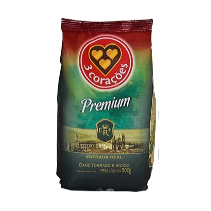 Café Torrado E Moído 3 Corações Premium Estrada Real Pacote 500g