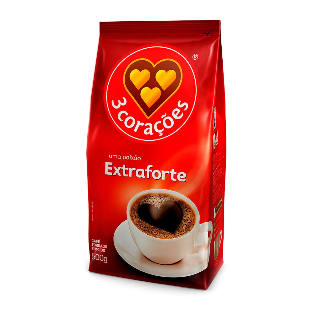 Café Torrado E Moído Extraforte 3 Corações Pacote 500g