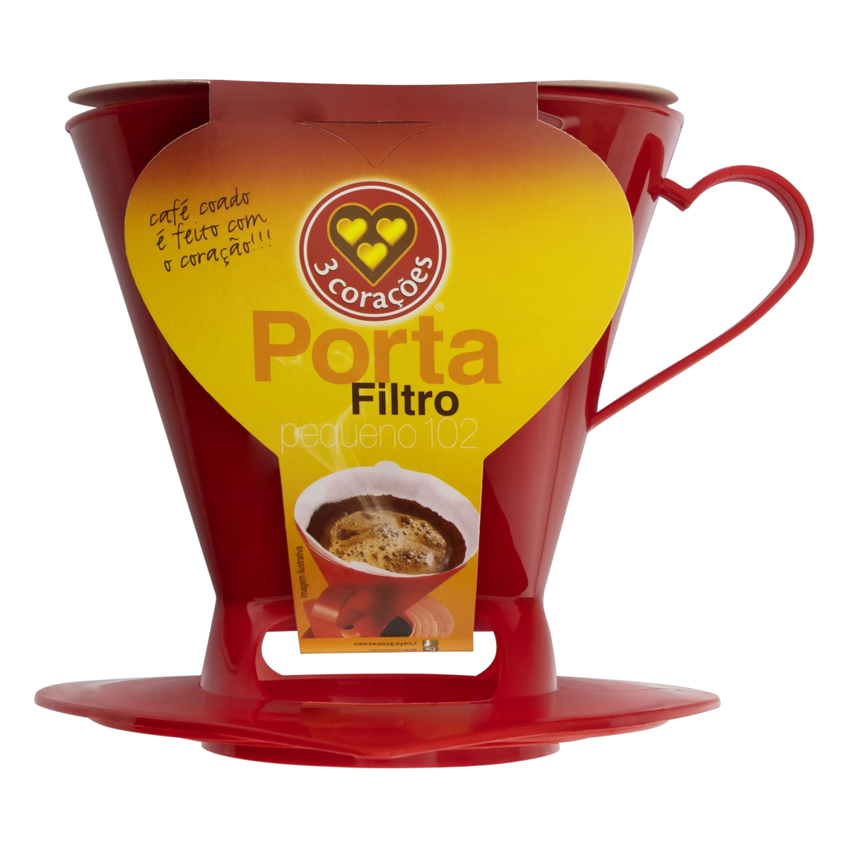 Suporte Para Filtro De Café Vermelho 3 Corações 102
