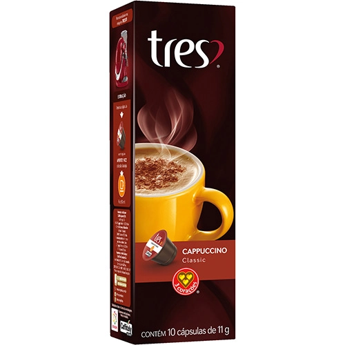 Cappuccino Em Cápsula Classic 3 Corações Caixa 10 Unidades 11g Cada