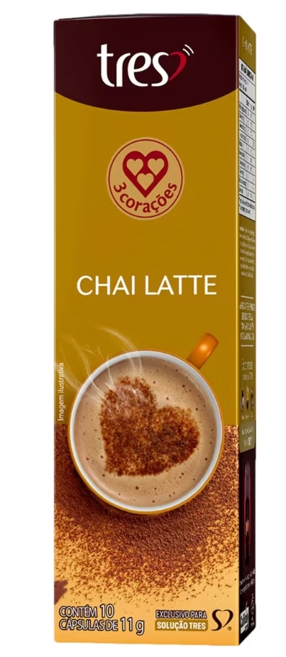 Chá Em Cápsula Chai Latte 3 Corações Caixa 10 Unidades 11g Cada