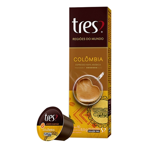Café Em Cápsula Torrado E Moído Espresso Colômbia Tres Regiões Do Mundo Caixa 80g 10 Unidades
