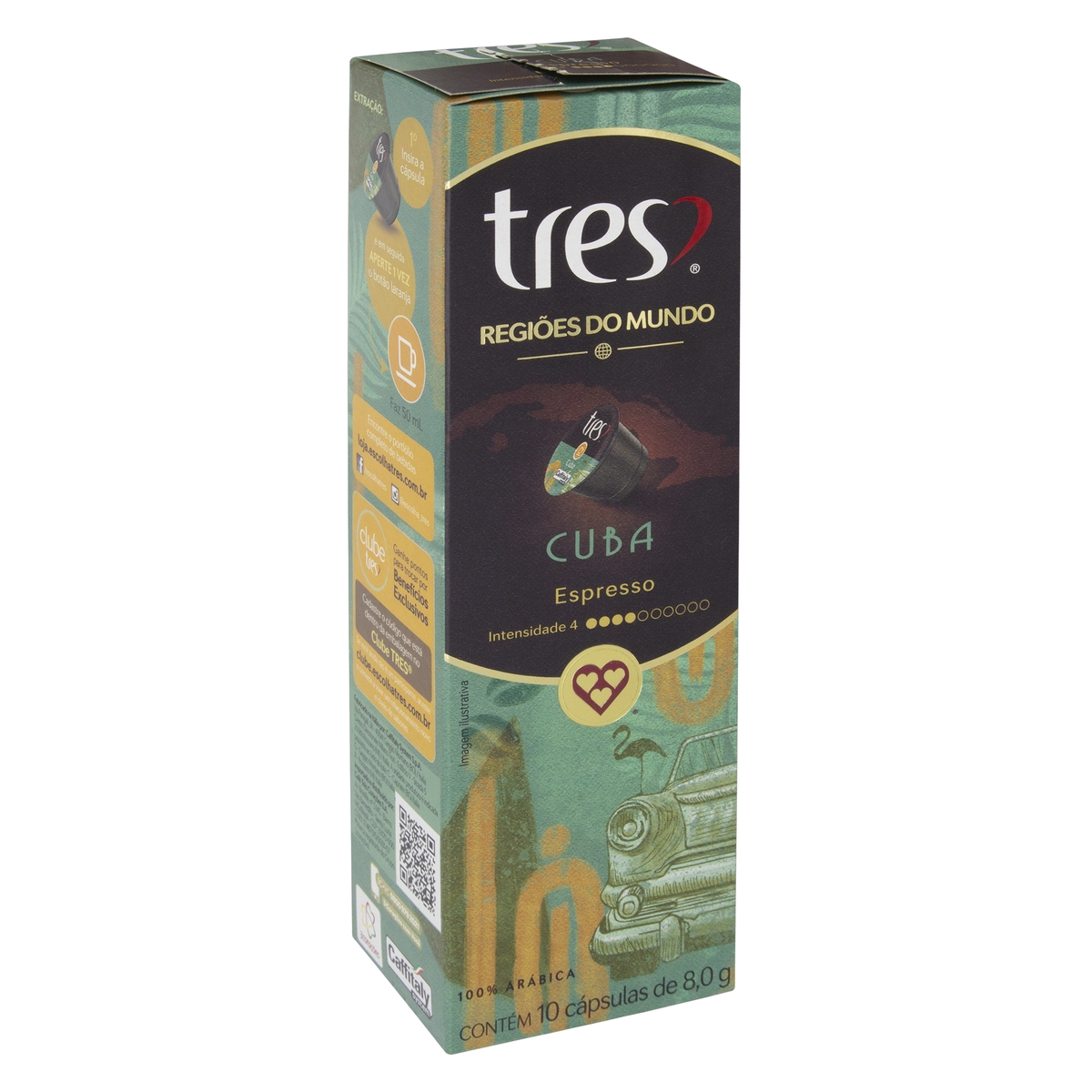Café Em Cápsula Torrado E Moído Espresso Cuba Tres Regiões Do Mundo Caixa 80g 10 Unidades