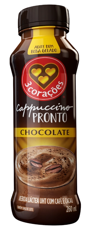 Bebida Láctea Uht Cappuccino Chocolate 3 Corações Frasco 260ml