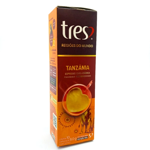Café Em Cápsula Torrado E Moído Espresso Tanzânia Tres Regiões Do Mundo Caixa 80g 10 Unidades