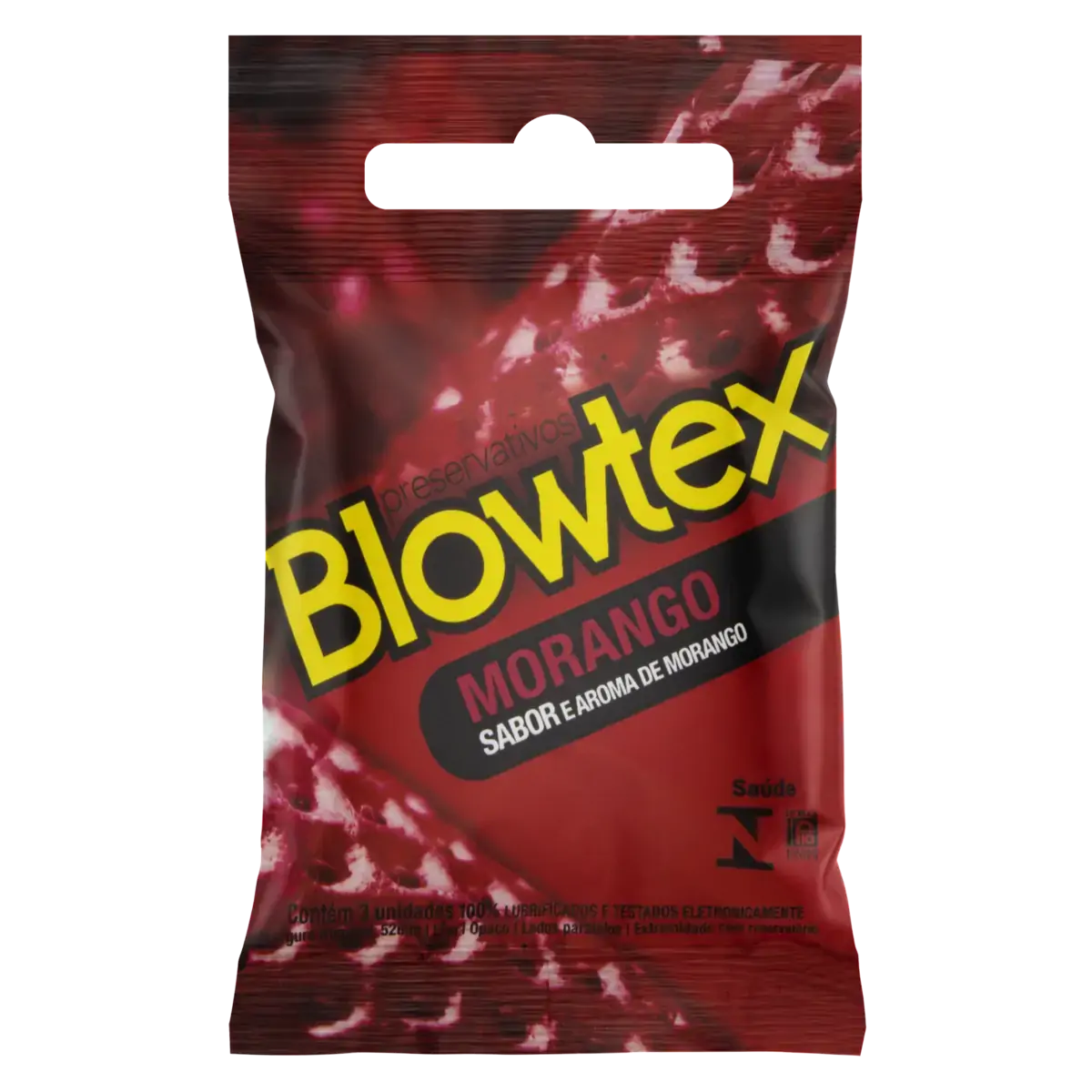 Preservativo Lubrificado Morango Blowtex Pacote 3 Unidades
