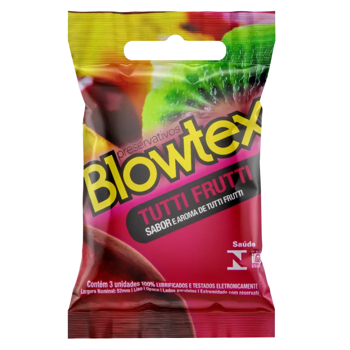 Preservativo Lubrificado Tutti Frutti Blowtex Pacote 3 Unidades