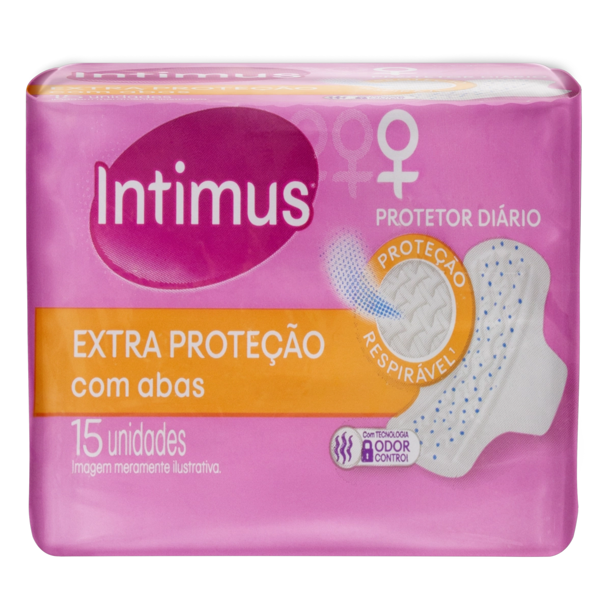 Protetor Diário Com Abas Respirável Intimus Extra Proteção Pacote 15 Unidades