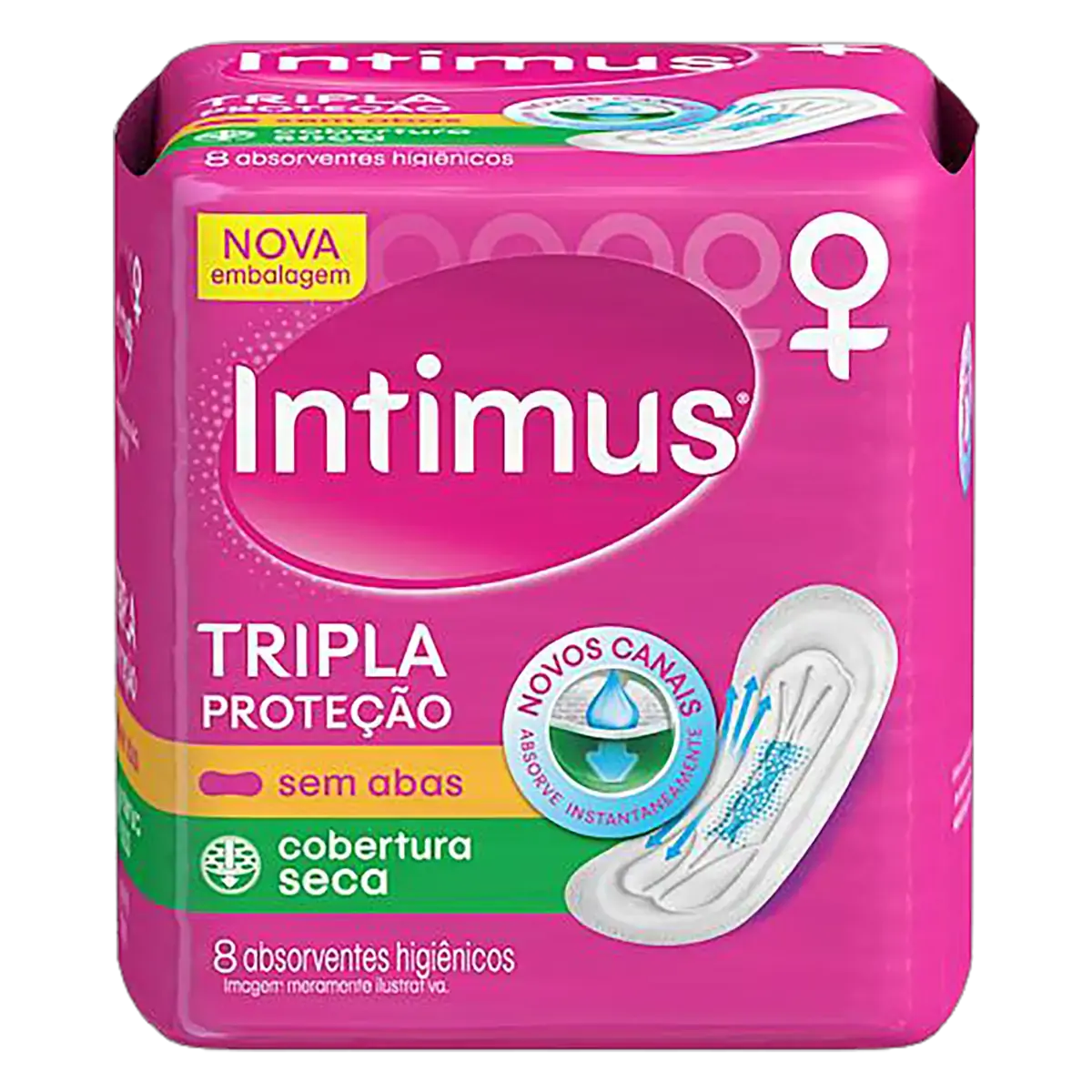 Absorvente Sem Abas Seca Intimus Tripla Proteção Pacote 8 Unidades