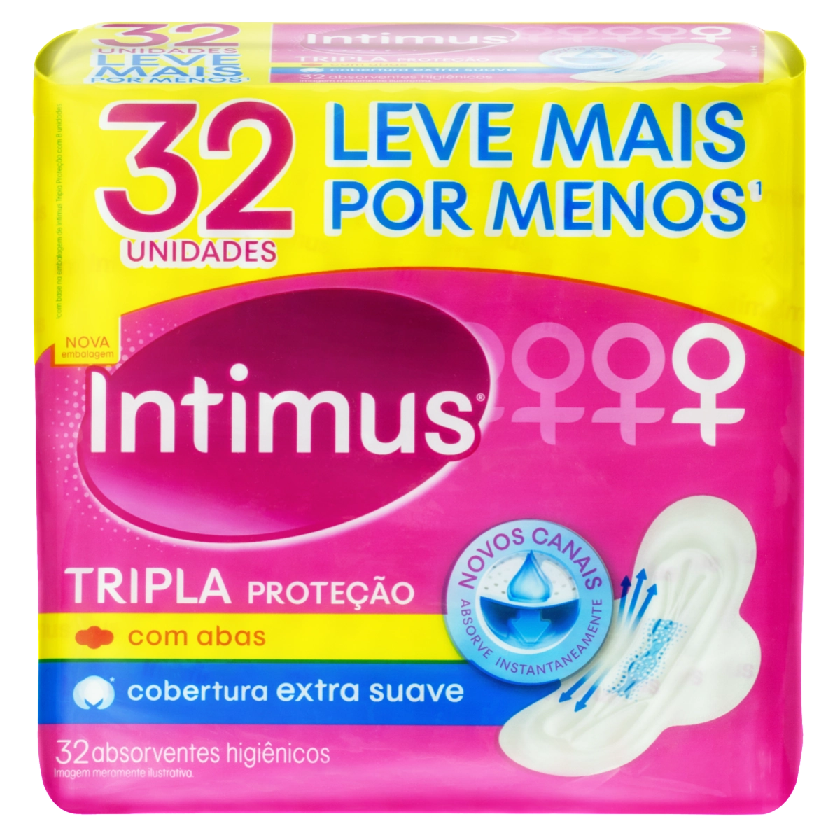 Absorvente Com Abas Extra Suave Intimus Tripla Proteção Pacote 32 Unidades