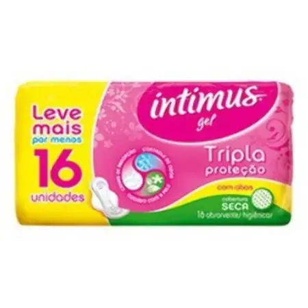 Absorvente Com Abas Seca Intimus Tripla Proteção Pacote Leve 16 Pague 14 Unidades
