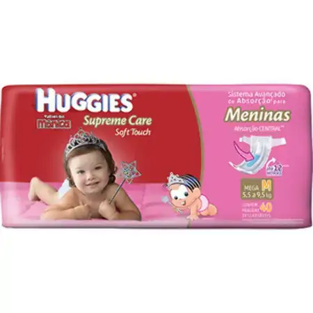 Huggies Turma Da Mônica Supreme Care Soft Touch Meninas M 40 Unidades