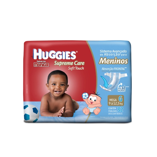 Huggies Turma Da Mônica Supreme Care Soft Touch Meninos G 32 Unidades