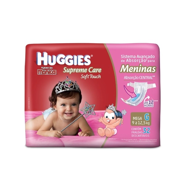 Huggies Turma Da Mônica Supreme Care Soft Touch Meninas G 32 Unidades