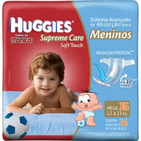 Huggies Turma Da Mônica Supreme Care Soft Touch Meninos Xg 26 Unidades