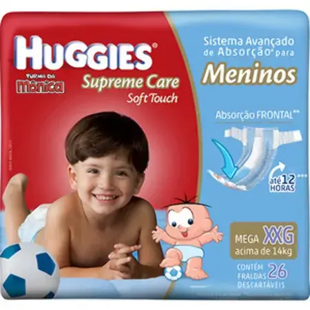 Huggies Turma Da Mônica Supreme Care Soft Touch Meninos Xxg 26 Unidades