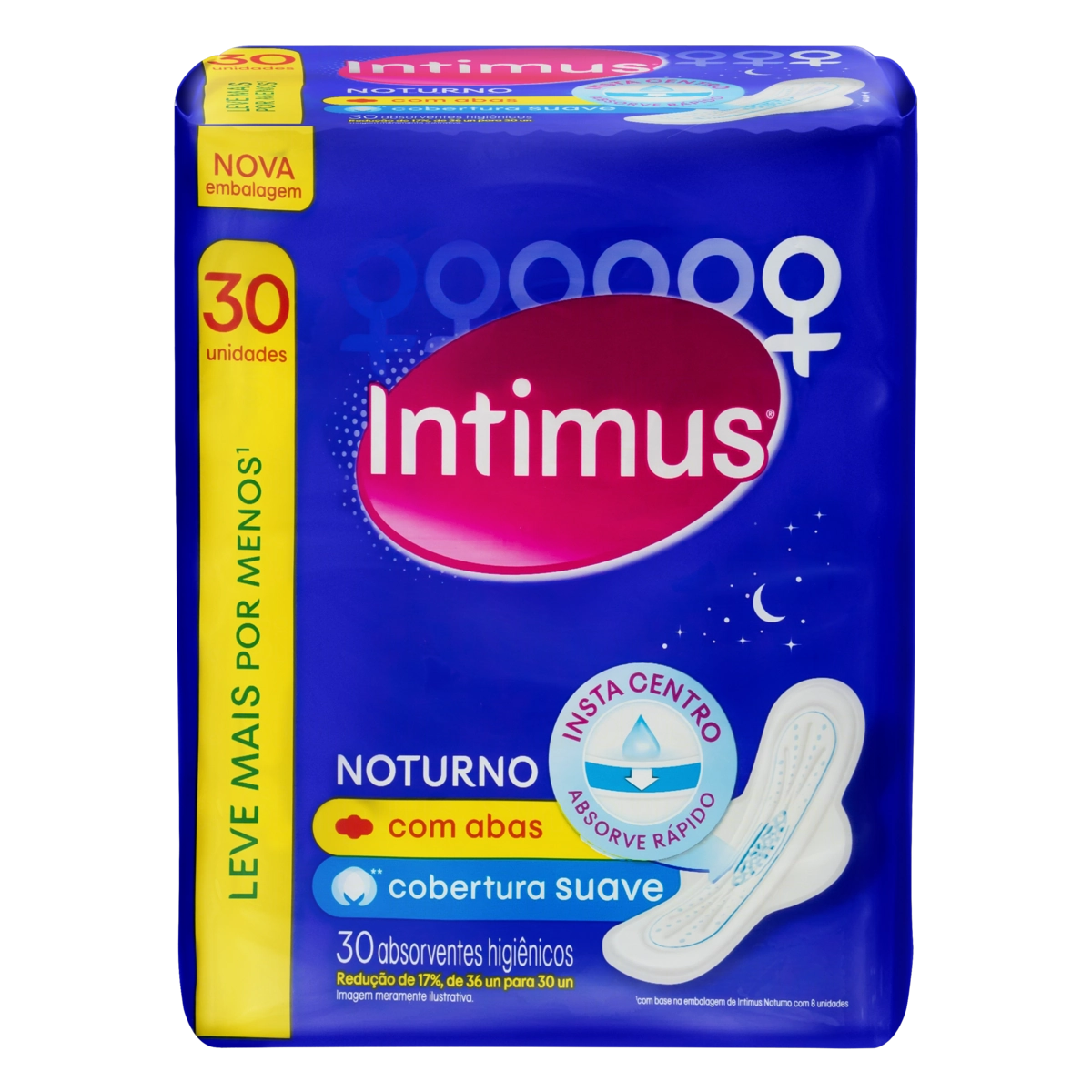 Absorvente Com Abas Suave Intimus Noturno Pacote Leve 36 Pague 30 Unidades
