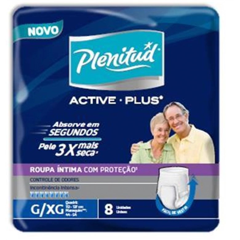 Roupa íntima Descartável Unissex Plenitud Plus G/xg Pacote 8 Unidades