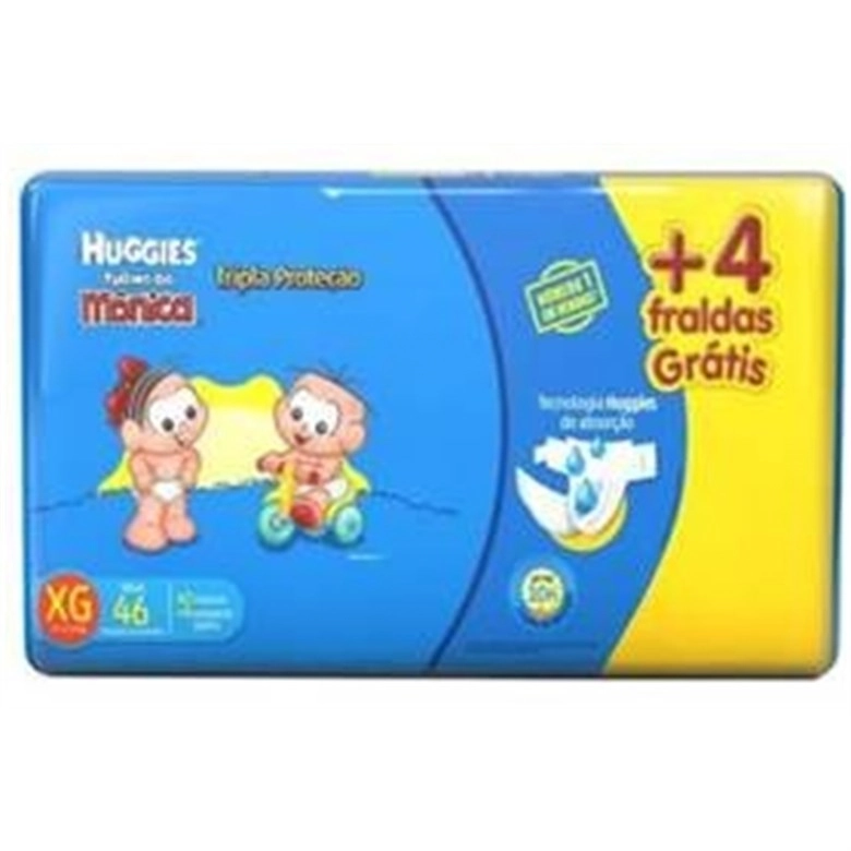 Fralda Descartável Infantil Huggies Tripla Proteção Xg Pacote 46 Unidades Grátis 4 Fraldas