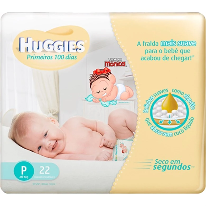 Fralda Infantil Huggies C/22 Primeiros 100 Dias P Pc