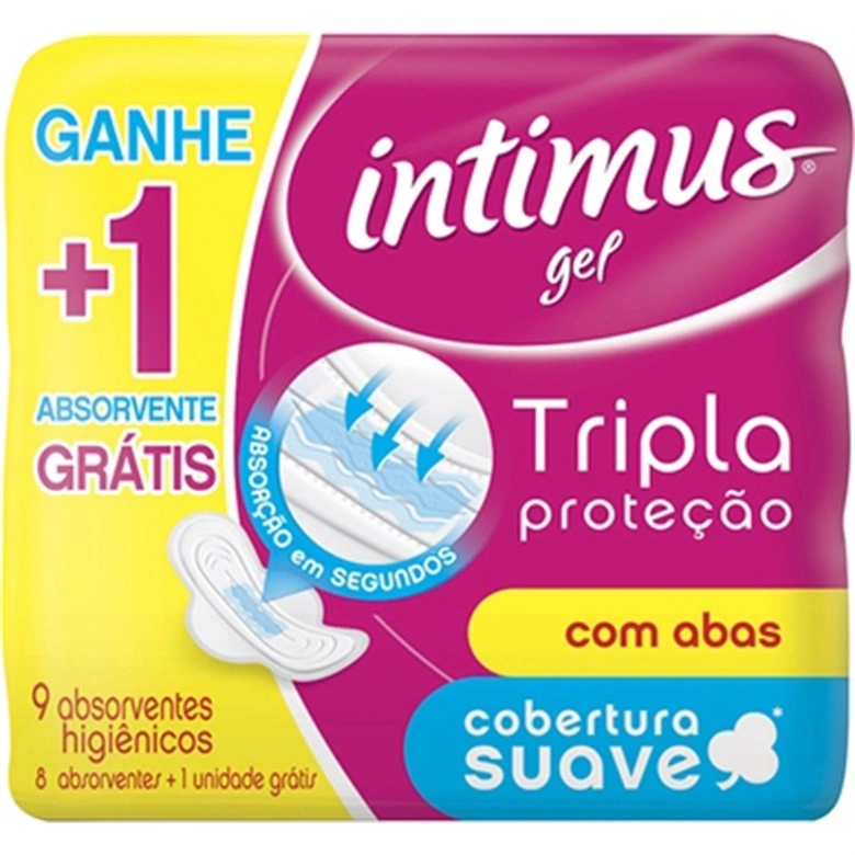 Absorvente Com Abas Extra Suave Intimus Tripla Proteção Pacote Leve 9 Pague 8 Unidades