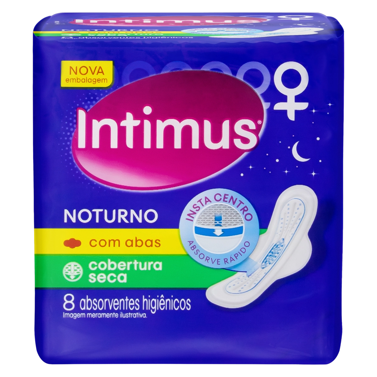 Absorvente Com Abas Seca Intimus Noturno Pacote 8 Unidades