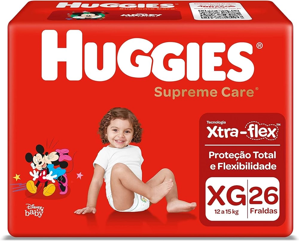 Fralda Descartável Infantil Huggies Supreme Care Xg Pacote 26 Unidades