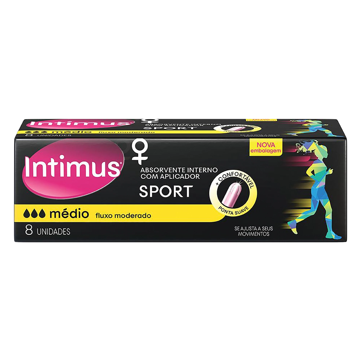 Absorvente Interno Com Aplicador Intimus Sport Médio Caixa 8 Unidades