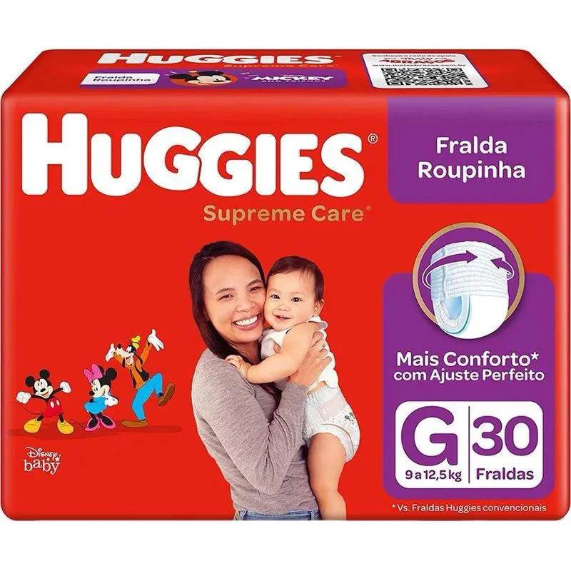 Fralda Descartável Infantil Roupinha Huggies Supreme Care G Pacote 30 Unidades