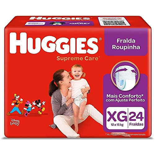 Fralda Descartável Infantil Roupinha Huggies Supreme Care Xg Pacote 24 Unidades