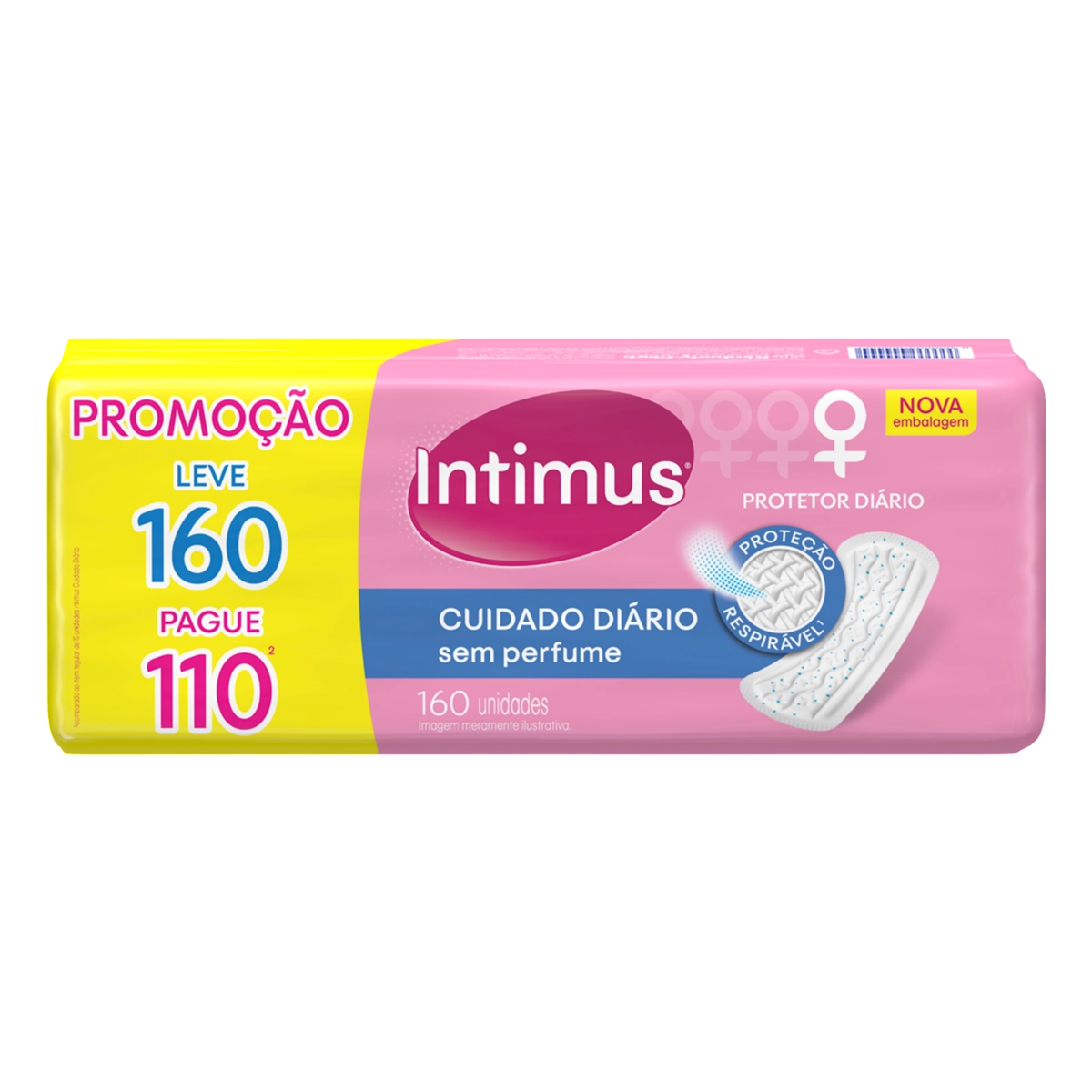 Protetor Diário Sem Abas Intimus Days Cuidado Diário Pacote Leve 160 Pague 110 Unidades