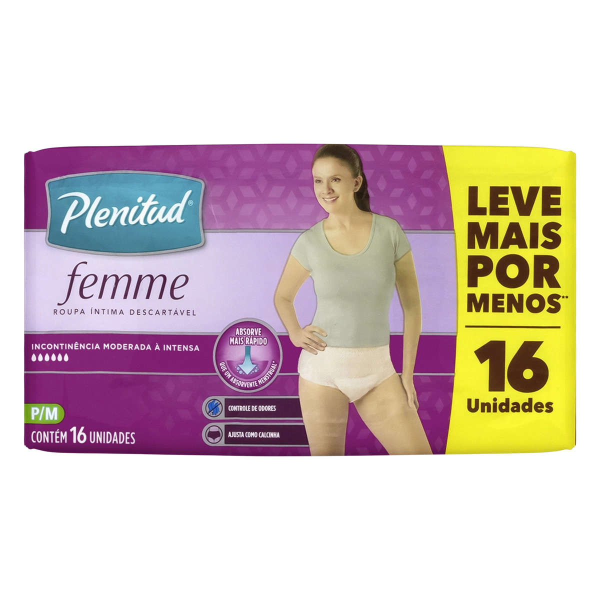 Roupa íntima Descartável Plenitud Femme P/m Pacote 16 Unidades Leve Mais Pague Menos