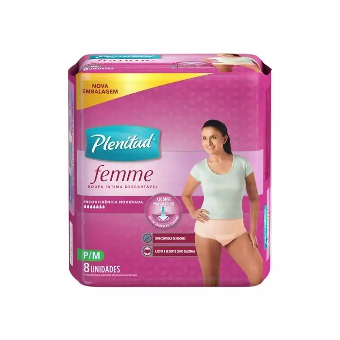 Roupa íntima Descartável Plenitud Femme P/m Pacote 8 Unidades