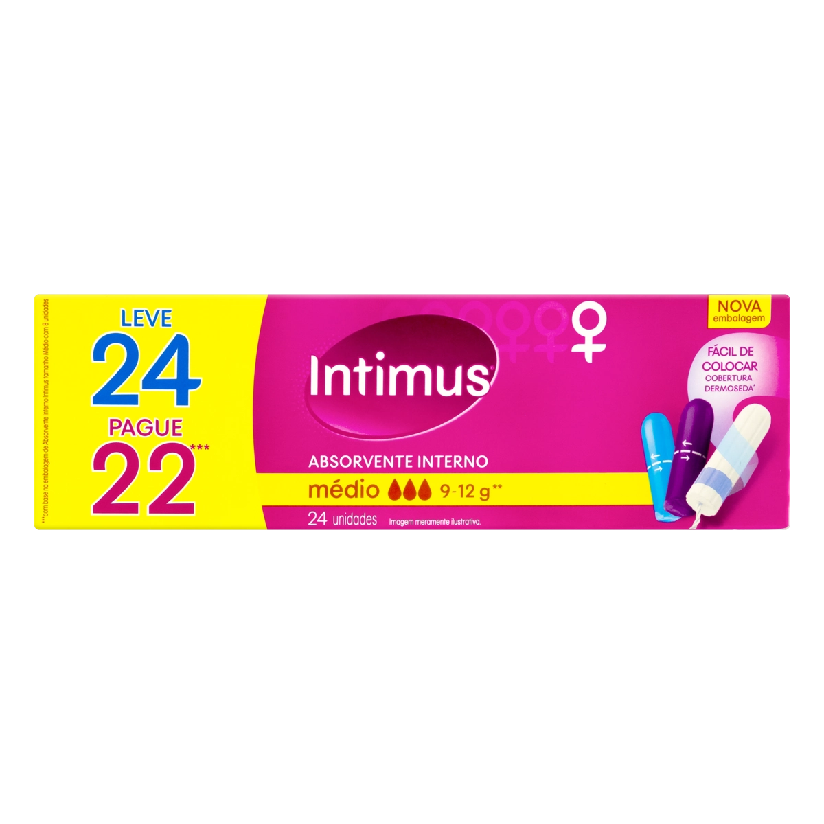 Absorvente Interno Intimus Médio Caixa Leve 24 Pague 22 Unidades