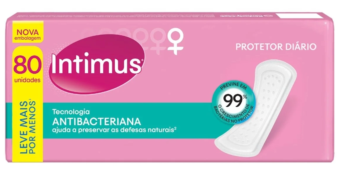 Protetor Diário Sem Abas Antibacteriano Intimus Pacote 80 Unidades Leve Mais Pague Menos