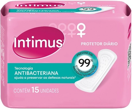 Protetor Diário Sem Abas Antibacteriano Intimus Pacote 15 Unidades