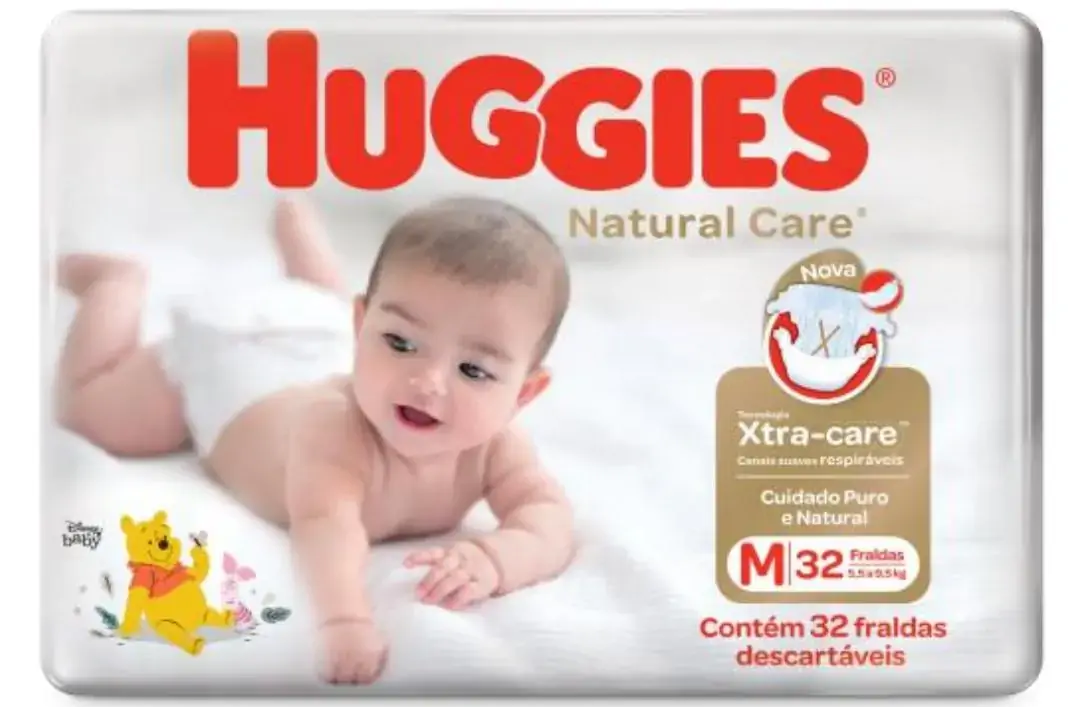 Fralda Descartável Infantil Huggies Natural Care M Pacote 36 Unidades