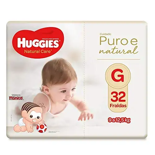 Fralda Descartável Infantil Huggies Natural Care G Pacote 32 Unidades