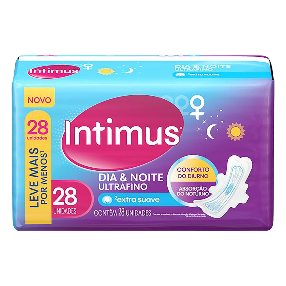 Absorvente Com Abas Dia Noite Ultrafino Extra Suave Intimus Pacote 28 Unidades Leve Mais Pague Menos