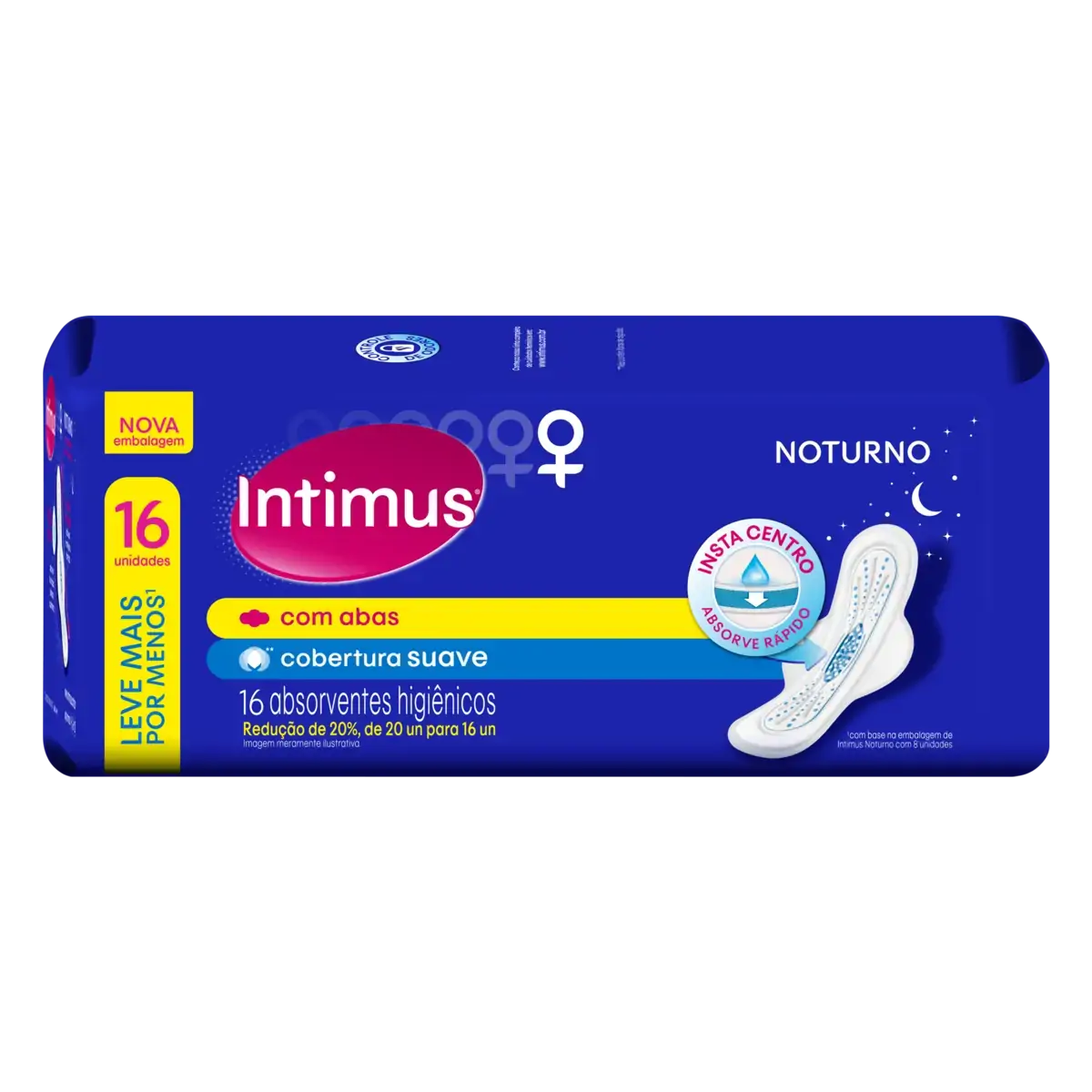 Absorvente Com Abas Suave Intimus Noturno Pacote 16 Unidades Leve Mais Pague Menos