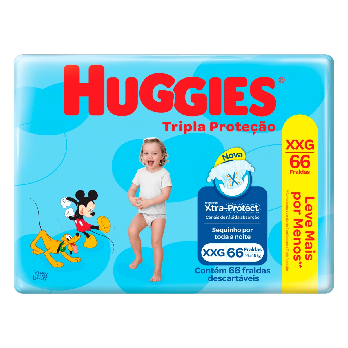 Fralda Descartável Infantil Huggies Tripla Proteção Xxg Pacote 66 Unidades Leve Mais Pague Menos