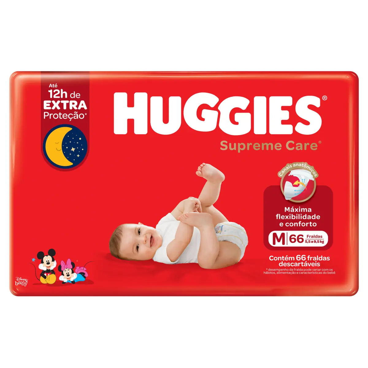 Fralda Descartável Infantil Huggies Supreme Care M Pacote 66 Unidades